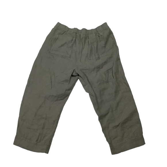 J.Jill Pure Jill Women’s Green Garment-Dyed Linen Roll Tab Hem Crop Pants Sz M - Picture 2 of 7